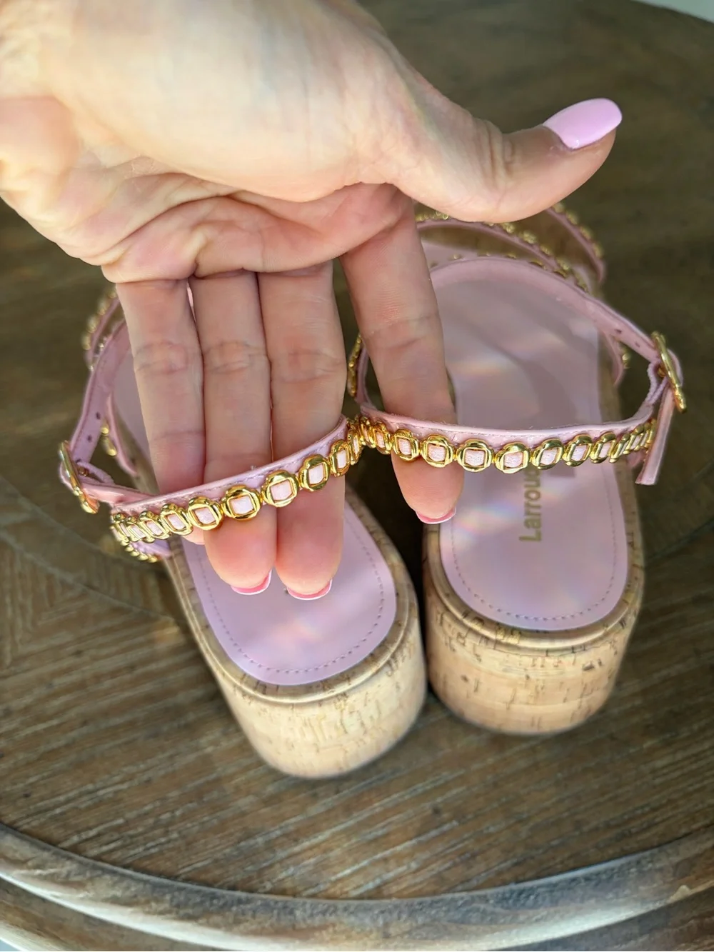 Larroude Gio Melanina Flatform in Tulip Patent Leather (NEVER BEEN WORN)